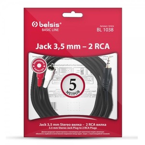 Кабель аудио 1xMini Jack - 2xRCA Belsis BL1038 5.0m