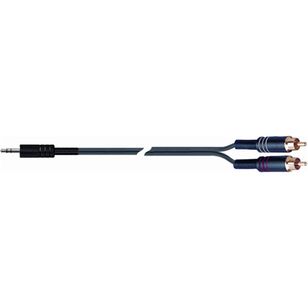 Кабель аудио 1xMini Jack - 2xRCA QUIK LOK STR612-2 BK 2.0m