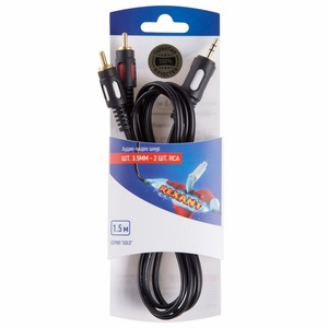 Кабель аудио 1xMini Jack - 2xRCA Rexant 06-3004 Шнур стерео шт. 3.5 мм - 2RCA 1.5М (GOLD) (10 штук)