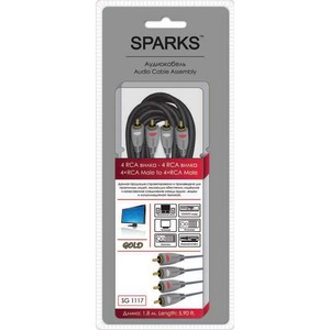 Кабель аудио 2xRCA - 2xRCA Sparks SG1117 1.8m
