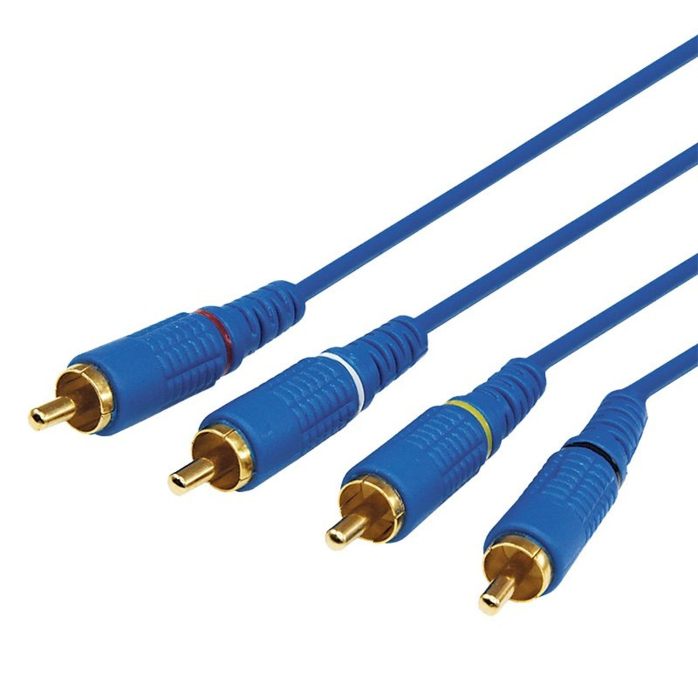 Шнур 4 RCA - 4 RCA Rexant 17-0304-1 длина 3 метра, синий (10 штук)