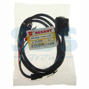 Кабель видео VGA - VGA Rexant 17-5581 VGA plug - 3 RCA (1 штука) 1.5m