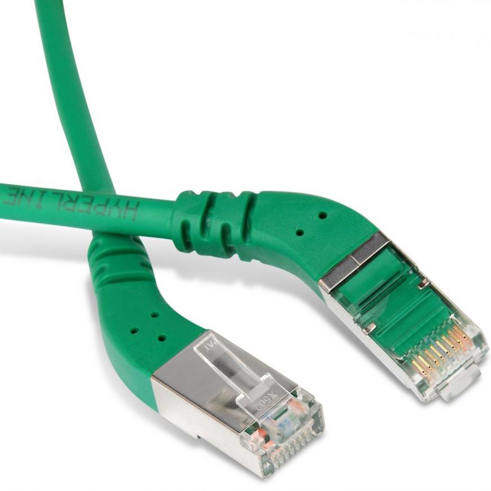 Кабель Патч-корд Hyperline PC-APM-STP-RJ45/L45-RJ45/L45-C5e-1M-LSZH-GN 1.0m