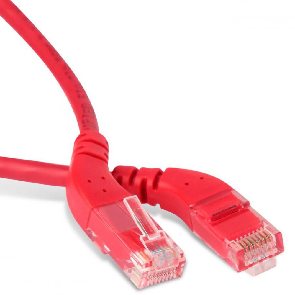 Кабель Патч-корд Hyperline PC-APM-UTP-RJ45/L45-RJ45/L45-C5e-1M-LSZH-RD 1.0m