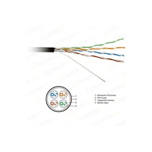 Отрезок кабеля витая пара Hyperline (арт.6332) UUTP4-C5E-S24-OUT-PE-BK 2.0m