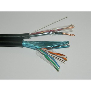 Кабель витая пара на катушке LC 55255 FTP4 cat.5, 200м, CCA +2x0.75мм2 CCA многожильный, наружный, черный