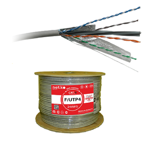 Кабель витая пара на катушке NETKO 53181 F/UTP4 (FTP4) cat.6, 305м, серый "СКС"