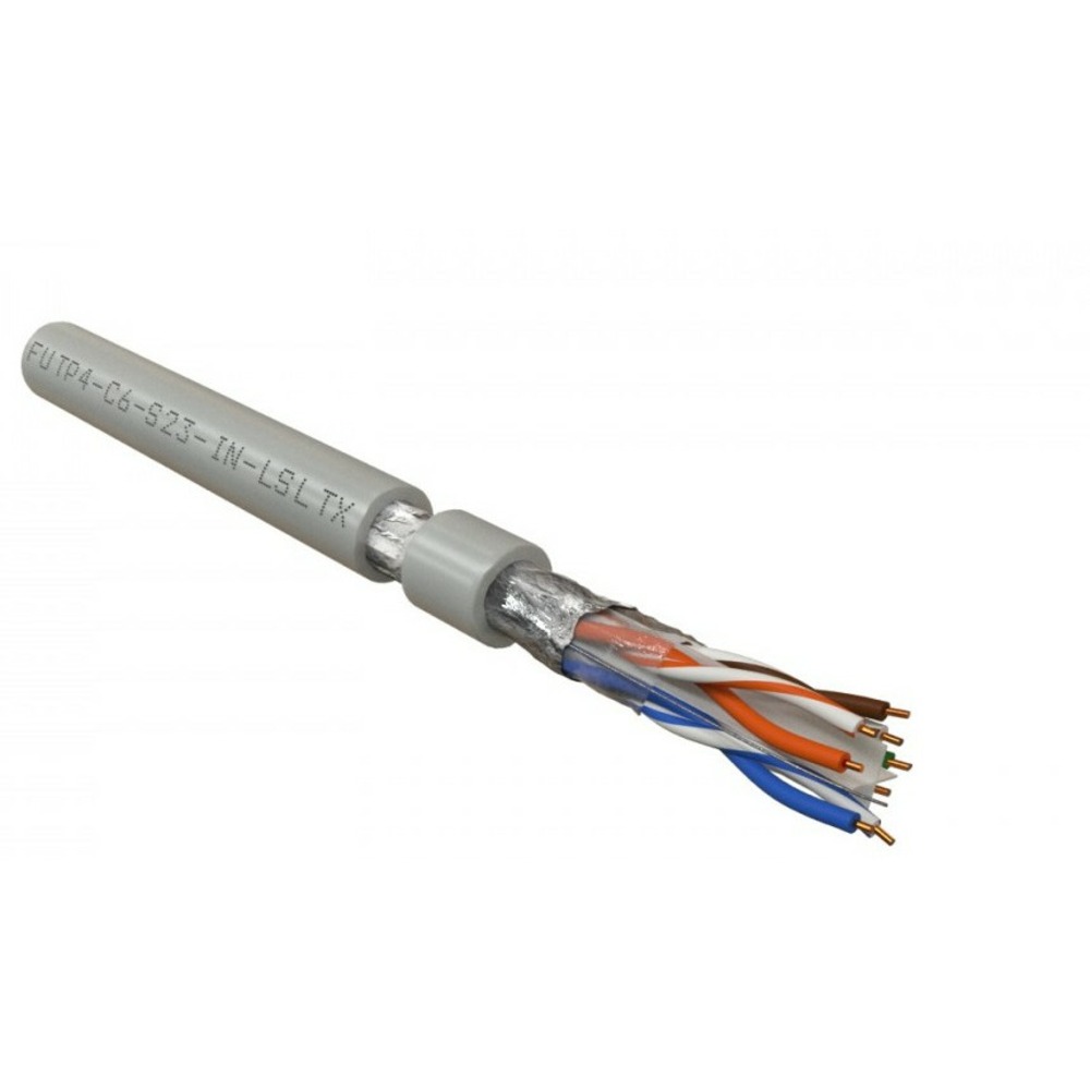 Кабель витая пара F/UTP Hyperline FUTP4-C6-S23-IN-LSLTX-GY-305 (305 м)