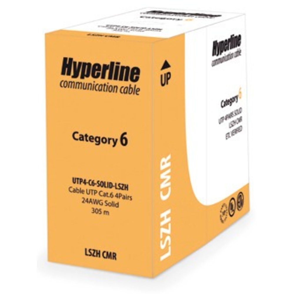 Кабель витая пара в нарезку Hyperline UTP4-C6-SOLID-LSZH-OR (1м)