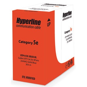 Кабель витая пара в нарезку Hyperline UTP4-C5E-SOLID-YL (1м)