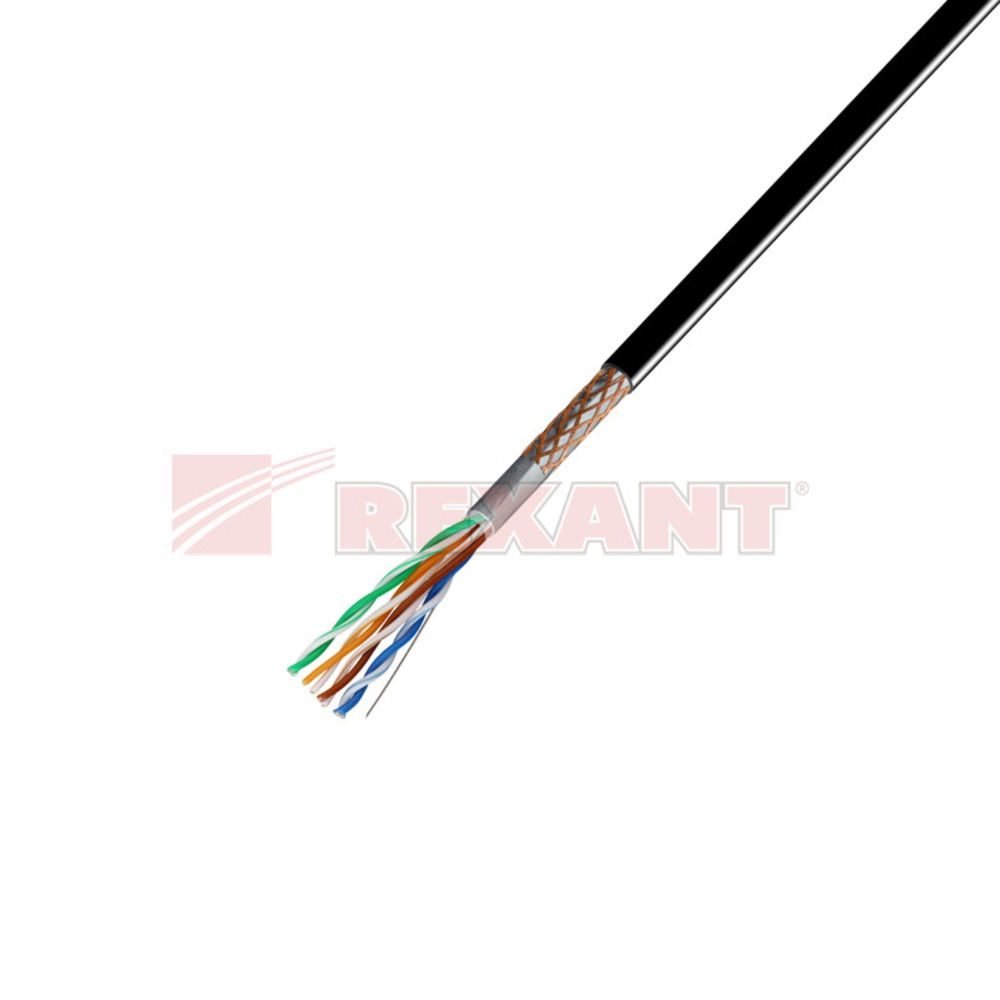 Кабель витая пара в нарезку Rexant 01-0344 SFTP 4PR 24AWG CAT5e OUTDOOR (1 метр)