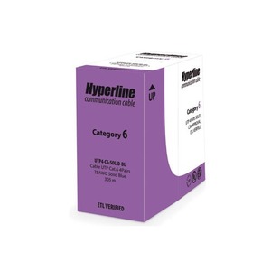 Кабель витая пара в нарезку Hyperline UUTP4-C6-S23-IN-PVC-GY (1м)