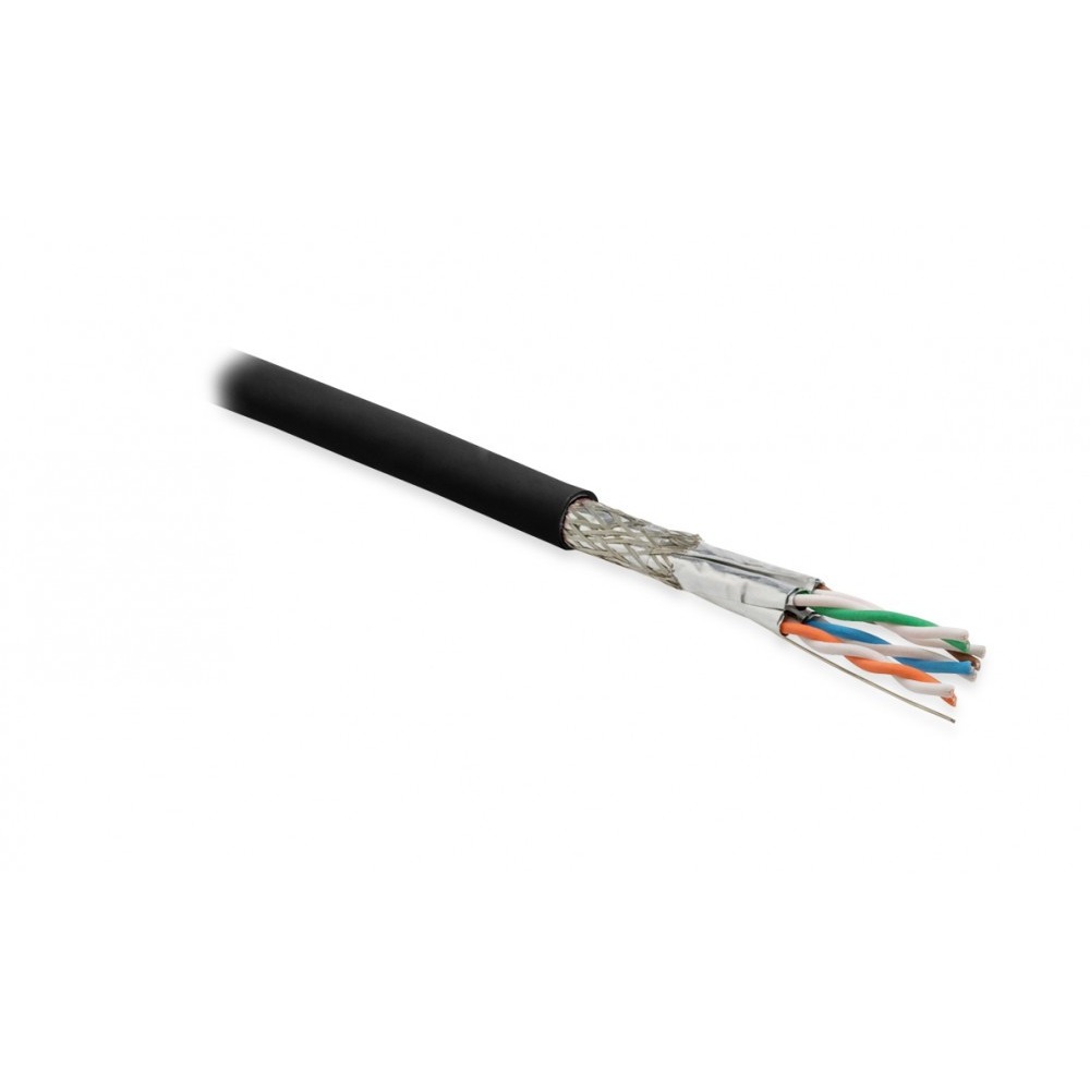 Кабель витая пара в нарезку Hyperline SFTP4-C6A-S23-OUT-PE-BK (1м)