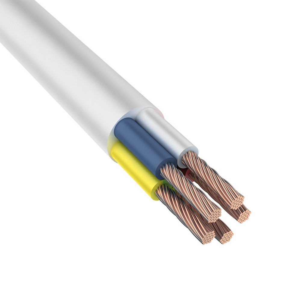 Провод электрический Rexant 01-8074-50 Провод соединительный ПВС 5x6,0 мм, белый, длина 50 метров, ГОСТ 7399-97