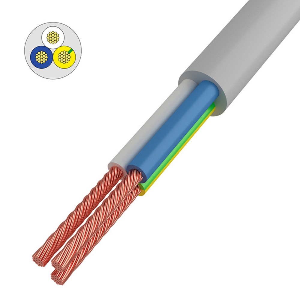 Провод электрический Rexant 01-8044-50 Провод соединительный ПВС 3x1,0 мм, белый, длина 50 метров, ГОСТ 7399-97