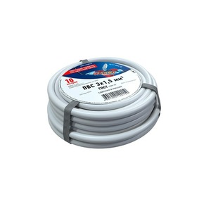 Провод электрический Rexant 01-8046-10 Провод соединительный ПВС 3x1,5 мм, белый, длина 10 метров, ГОСТ 7399-97