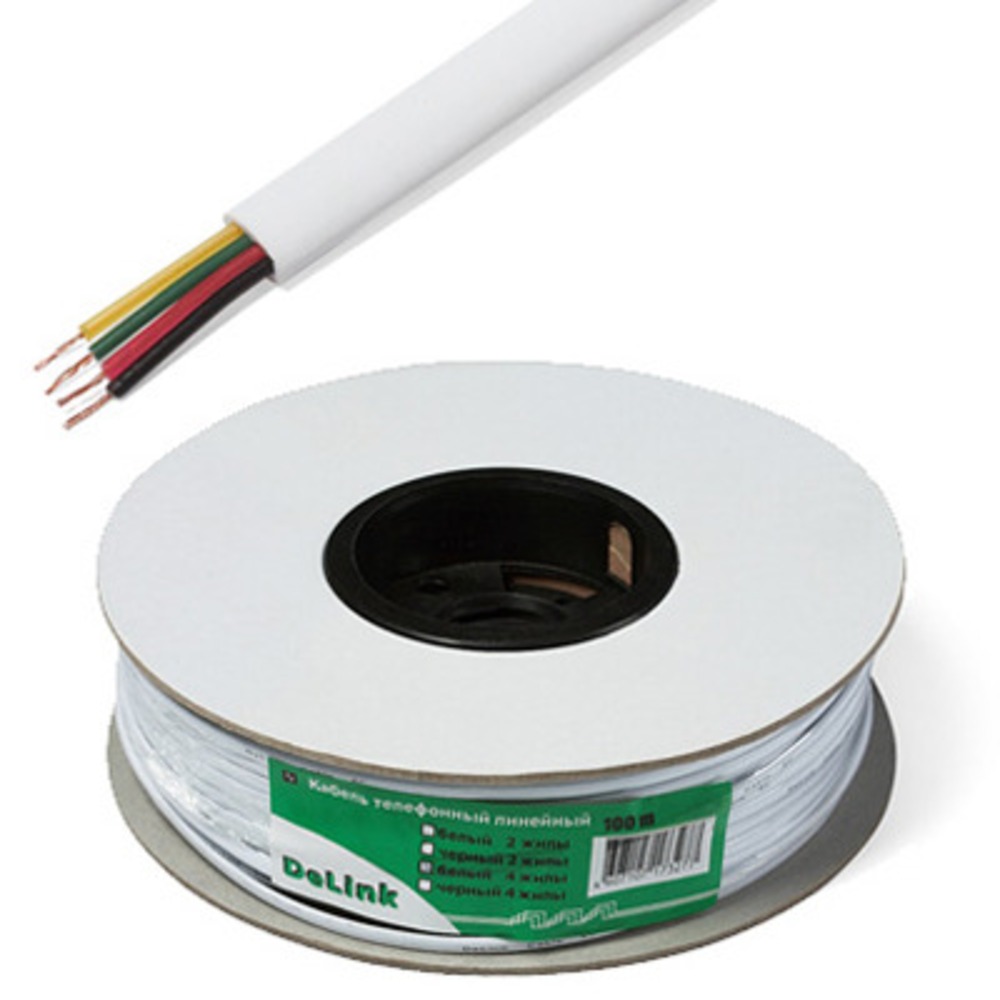Кабель телефонный в нарезку DeLink Professional 4c White 100m