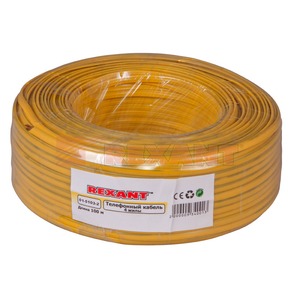 Кабель телефонный в нарезку Rexant 01-5103-2 4 жилы 100м CCS желтый (ШТЛП-4)