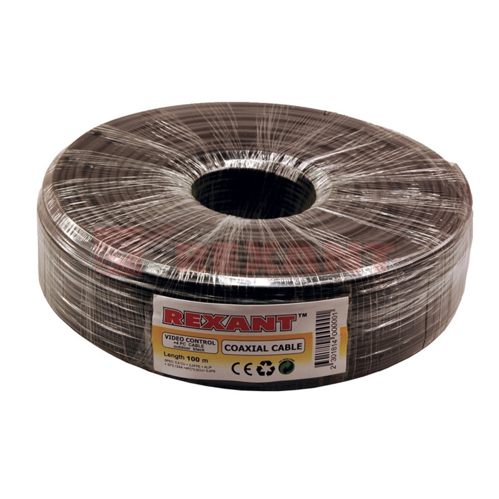 Кабель видеонаблюдения Rexant 01-4022 D=5мм +4*0.5мм OUTDOOR (ККСП)