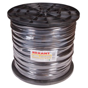 Кабель видеонаблюдения Rexant 01-4102 КВК-П + 2х0.75мм2 черный OUTDOOR (305 метров)