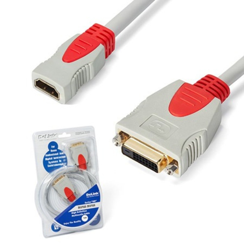 Переходник HDMI - DVI DeLink HDMI(F) - DVI(M) Gray 0.3m