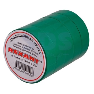Изолента Rexant 09-2203 Изолента 19мм х 25м зеленая (1 штука)