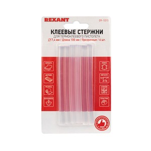 Стержни клеевые Rexant 09-1015 7 мм, 100 мм, прозрачные (6 шт./уп.)