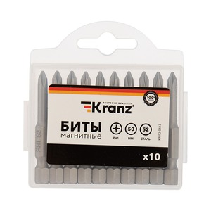 Бита для шуруповерта Kranz KR-92-0413 PH1х50 мм (упак. 10 шт.)