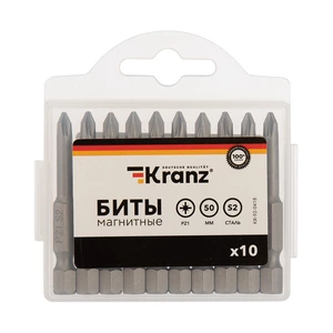 Бита для шуруповерта Kranz KR-92-0418  PZ1х50 мм (упак. 10 шт.)