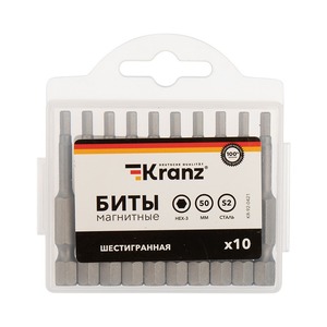 Бита шестигранная для шуруповерта Kranz KR-92-0421 HEX-3х50 мм (упак. 10 шт.)