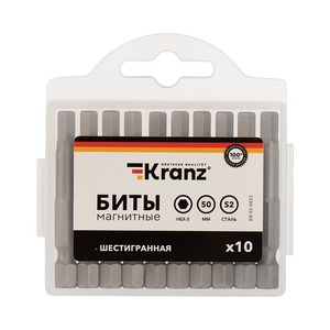 Бита шестигранная для шуруповерта Kranz KR-92-0423 HEX-5х50 мм (упак 10 шт.)