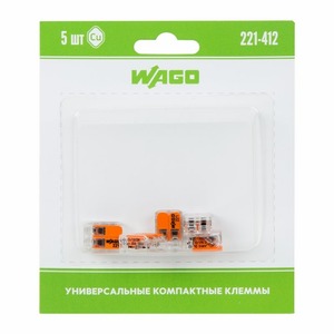 Соединитель кабеля WAGO 07-5161-05 Универсальная 2-х проводная клемма, 5 штук (серия 221-412)