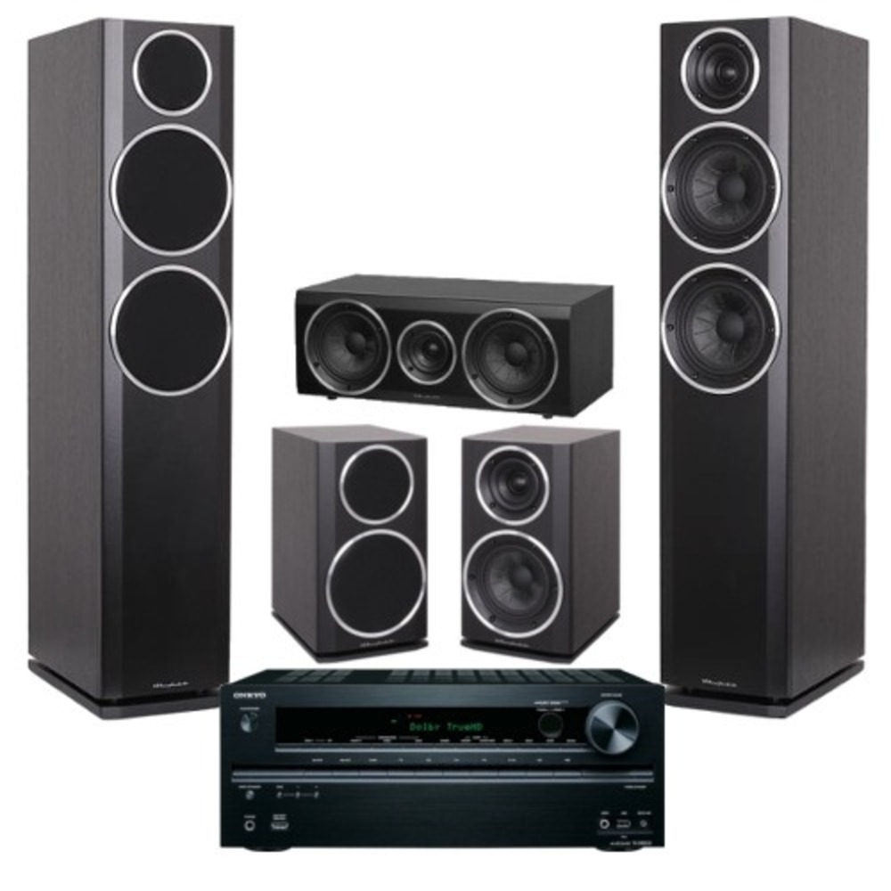 Комплект акустических систем Wharfedale Diamond 5.0 black + Onkyo TX-NR515