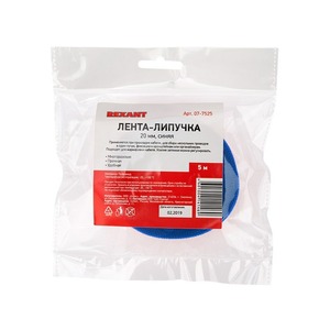 Стяжка и хомут Rexant 07-7525 Лента-липучка многоразовая 5 м х 20 мм, синяя