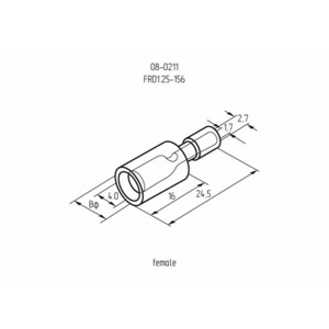 Разъем штекерный изолированный гнездо Rexant 08-0211 4 мм 0.5-1.5 мм красный (100 штук)