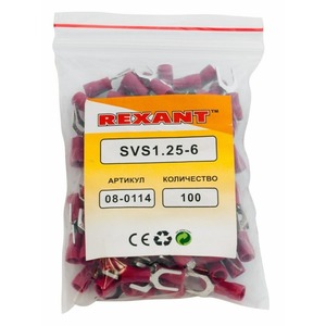 Наконечник вилочный изолированный Rexant 08-0114 6.5 мм 0.5-1.5 мм (НВи 1.5-6) красный (в упак. 100 шт.)