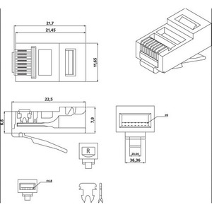 Разъем RJ-45 Hyperline PLUG-8P8C-U-C3 (1 шт)