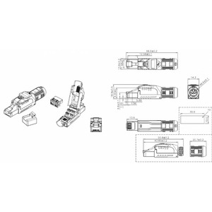 Разъем RJ-45 Hyperline PLUE-8P8C-S-C6A-SH-GN
