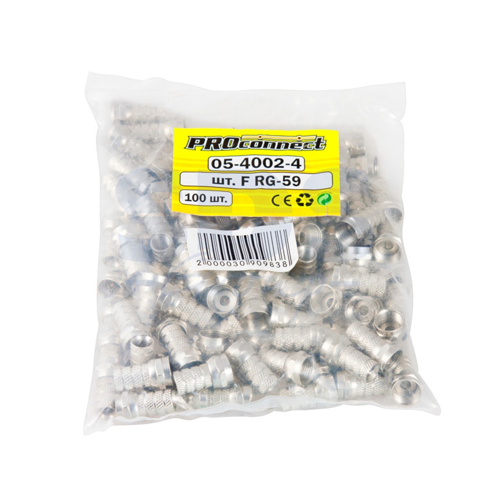 Разъем антенный F-типа PROconnect 05-4002-4 F-разъём RG-59 (03-008B) (100 штук)