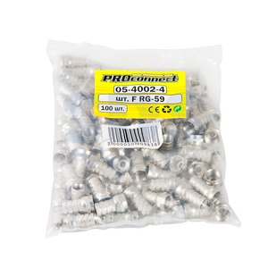 Разъем антенный F-типа PROconnect 05-4002-4 F-разъём RG-59 (03-008B) (100 штук)