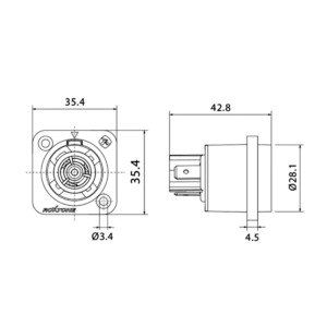 Терминал PowerCON Roxtone RAC3FPWP+DCPF