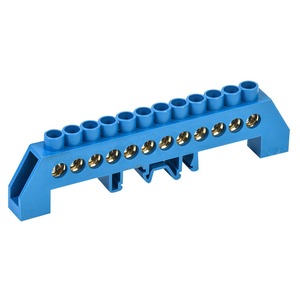 Шина «N» нулевая в комбинированном синем изоляторе Rexant 11-2318 на DIN-рейку 8x12 мм 12 групп (50 штук)