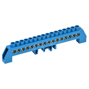 Шина «N» нулевая в комбинированном синем изоляторе Rexant 11-2320 на DIN-рейку 8x12 мм 16 групп (50 штук)