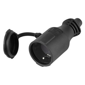Штепсельное гнездо ЭРА R6(B) IP44 каучук c/з 16A черная