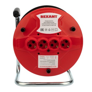 Удлинитель электрический Rexant 11-7084 Удлинитель-шнур на катушке ПВС 3х1.0, 30 м, 4 гнезда, с/з, 10 А, 2200 Вт, IP20, оранжевый