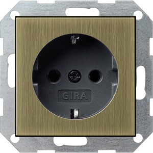 Розетка силовая Gira 0466603 System 55 Розетка с заземляющими контактами бронза/черный