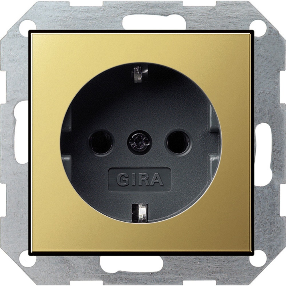 Розетка силовая Gira 0466604 System 55 Розетка с заземляющими контактами латунь/черный