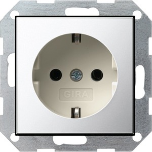 Розетка силовая Gira 0466615 System 55 Розетка с заземляющими контактами хром/кремовый