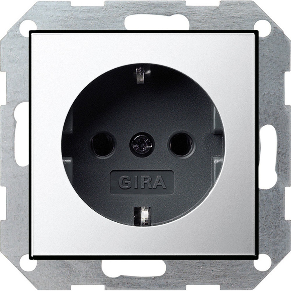 Розетка силовая Gira 0188605 System 55 Розетка с заземляющими контактами хром/черный