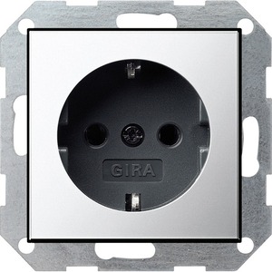 Розетка силовая Gira 0188605 System 55 Розетка с заземляющими контактами хром/черный